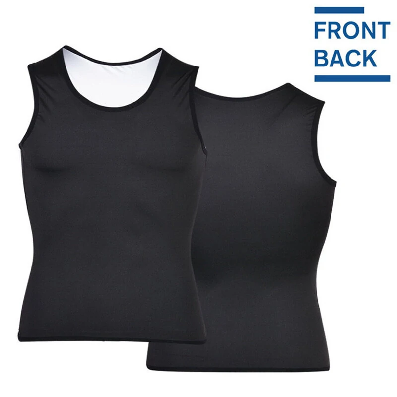 (image for) TENGOO Men Sauna Shaper Vest Thermo Sweat Shapewear Tummy Control Slimming Tank Top Gym Fitness Workout Zipper Corset Shirt for Fat Burning