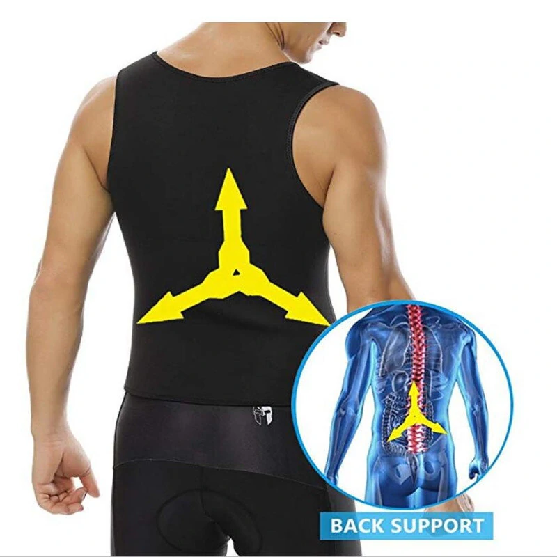 (image for) TENGOO Men Sauna Shaper Vest Thermo Sweat Shapewear Tummy Control Slimming Tank Top Gym Fitness Workout Zipper Corset Shirt for Fat Burning
