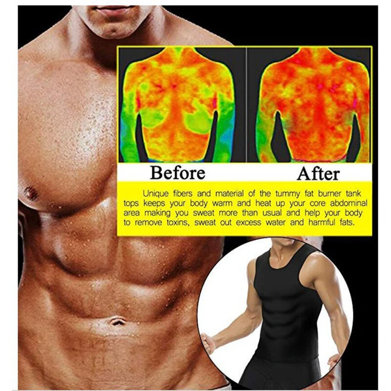 (image for) TENGOO Men Sauna Shaper Vest Thermo Sweat Shapewear Tummy Control Slimming Tank Top Gym Fitness Workout Zipper Corset Shirt for Fat Burning